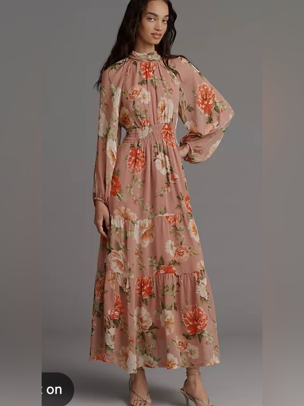 NWT Anthropologie Somerset Long-sleeve Mock-neck Chiffon maxi dress